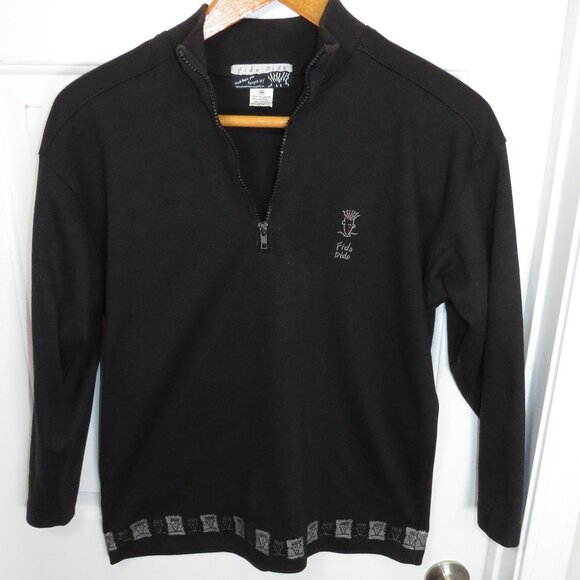 VINTAGE Fido Dido 1/4 Zip Pullover Size Medium AOP Logo Trim - Picture 5 of 8